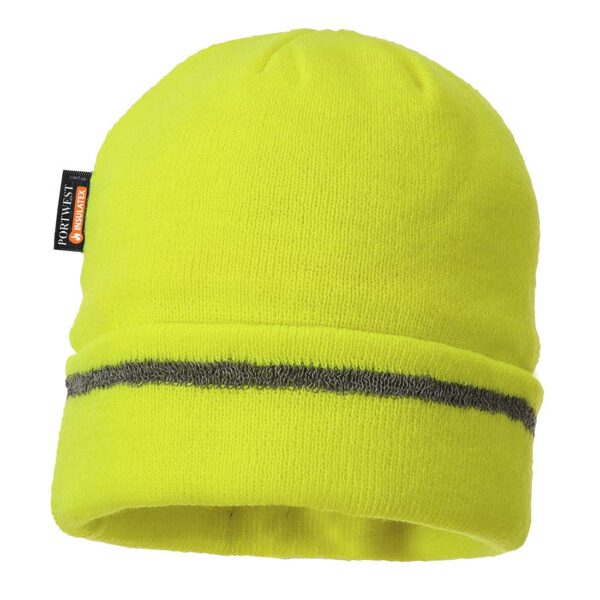 B023 - Reflective Trim Knit Hat Insulatex Lined Yellow