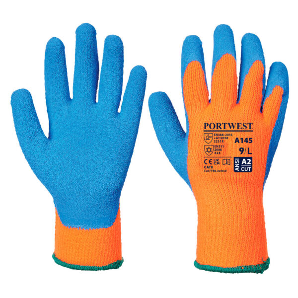 A145 - Cold Grip Glove - Latex Orange/Blue - Image 2