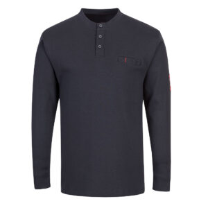 FR32 - Bizflame Knit Anti-Static FR Henley Navy