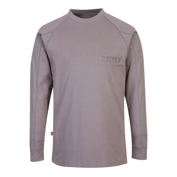 FR33 - Bizflame Knit Antistatic FR Crew Neck (Gray & Navy) - Image 6