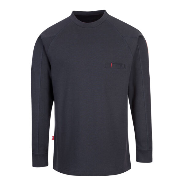 FR33 - Bizflame Knit Antistatic FR Crew Neck (Gray & Navy) - Image 4