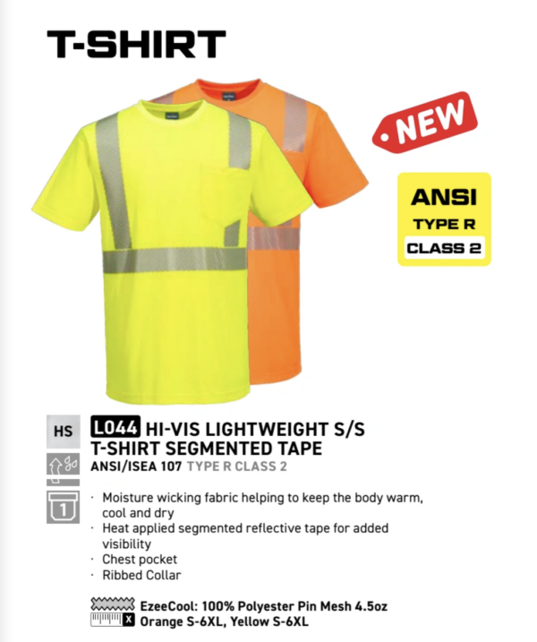 L044 - Hi-Vis Lightweight S/S T-Shirt Segmented Tape  Yellow - Image 3