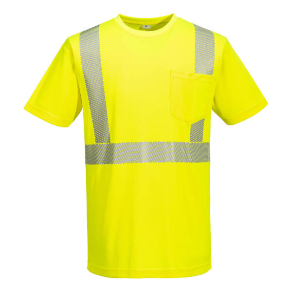 L044 - Hi-Vis Lightweight S/S T-Shirt Segmented Tape  Yellow