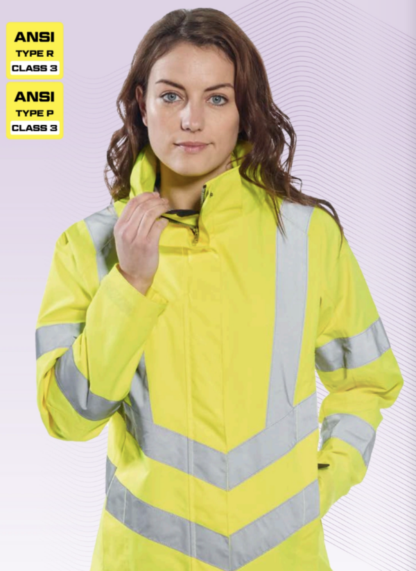 LW70 - Hi-Vis Women's Breathable Rain Jacket  Yellow - Image 3