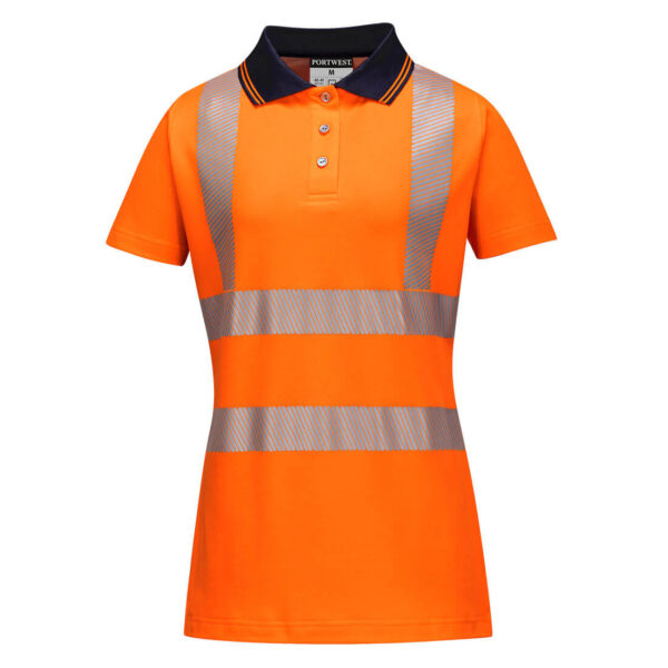 LW72 - Hi-Vis Women's Cotton Comfort Pro Polo Shirt S/S  Orange/Black