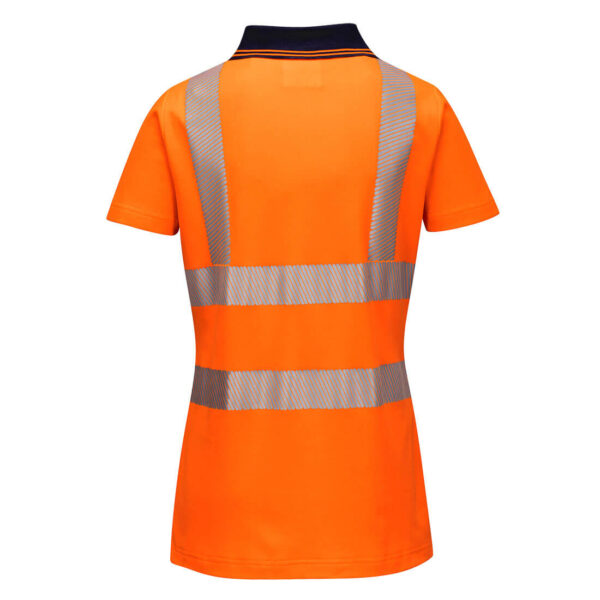 LW72 - Hi-Vis Women's Cotton Comfort Pro Polo Shirt S/S  Orange/Black - Image 2