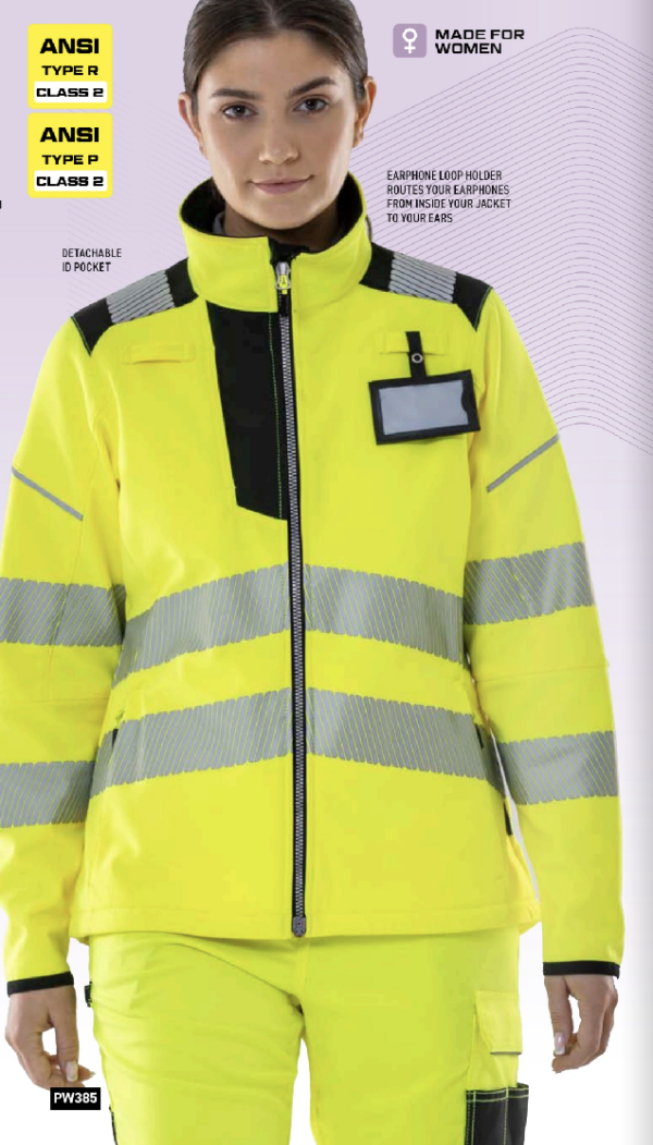 PW381 - PW3 Hi-Vis Women's Softshell (3L)  Yellow/Black - Image 3