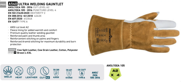 A540 - Ultra Welding Gauntlet (Brown) - Image 3