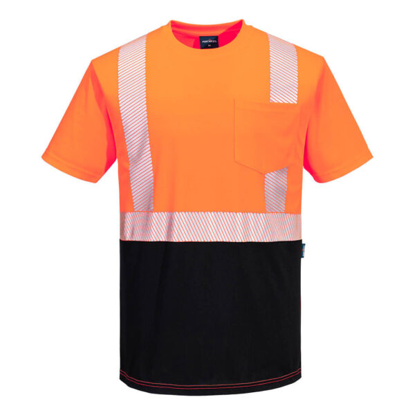 Portwest S196 Hi-Vis Segmented Tape Contrast T-Shirt - Orange/Black