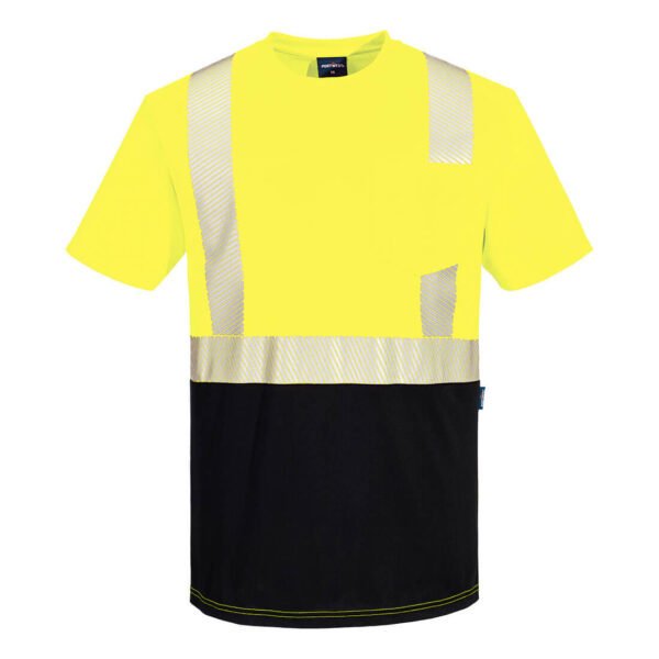 Portwest S196 Hi-Vis Segmented Tape Contrast T-Shirt - Yellow/Black