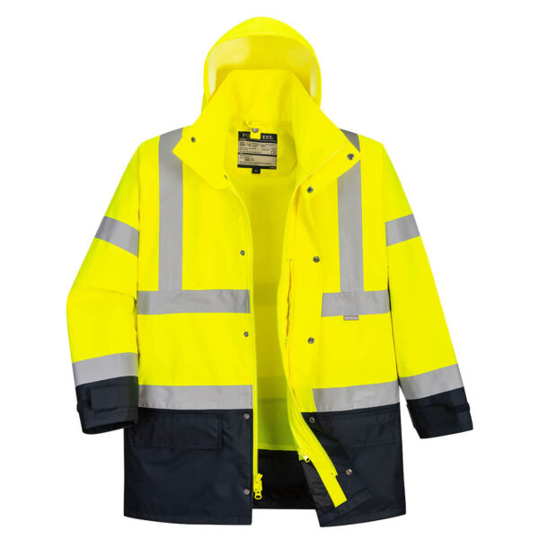 Portwest US768 Hi-Vis 5-in-1 Contrast Executive Jacket Available in Orange/Navy, Yellow/Black, and Yellow/Navy - Image 2