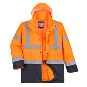 US768 - Hi-Vis 5-in-1 Contrast Executive Jacket Orange/Navy