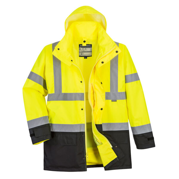 Portwest US768 Hi-Vis 5-in-1 Contrast Executive Jacket Available in Orange/Navy, Yellow/Black, and Yellow/Navy