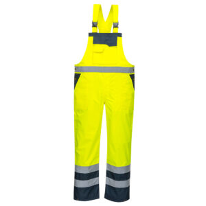 Portwest S488 - Hi-Vis Breathable Contrast Rain Bib Overall Yellow/Navy