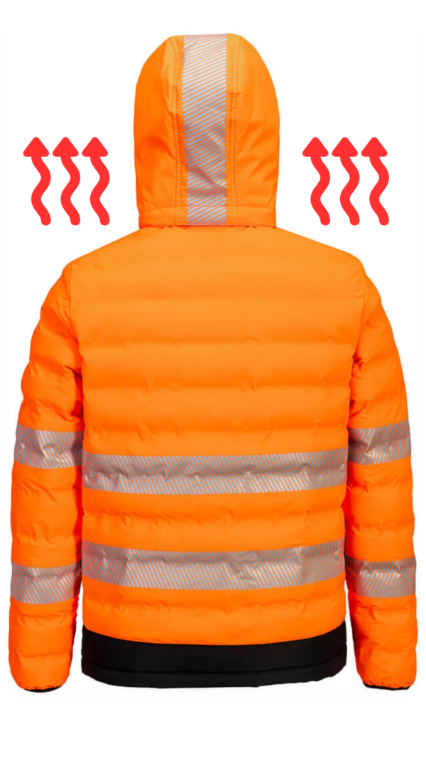 S548 - Hi Vis Ultrasonic Heated Tunnel Jacket Orange/Black - Image 4