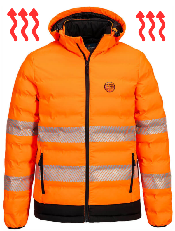 S548 - Hi Vis Ultrasonic Heated Tunnel Jacket Orange/Black