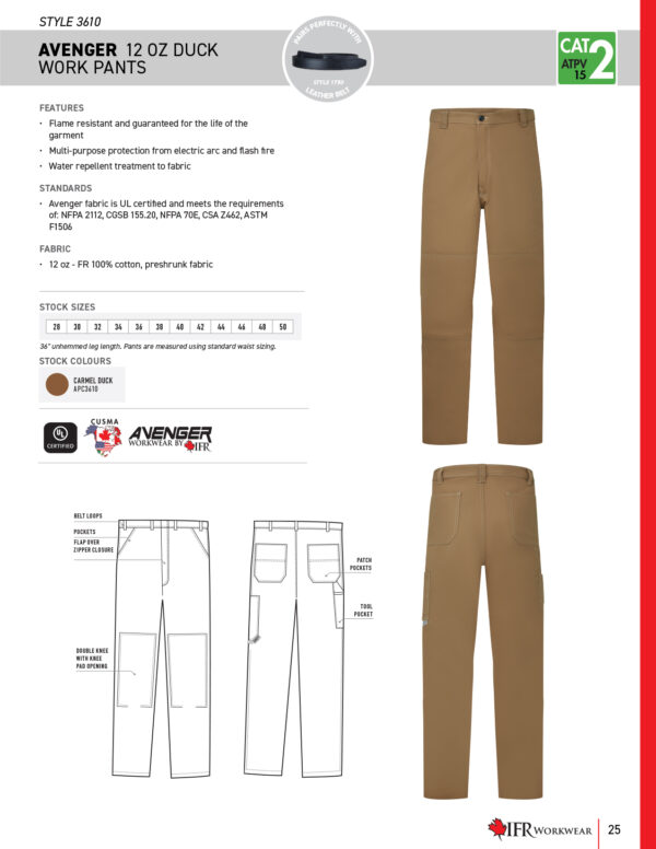 IAP3610 Avenger 12oz Duck Work Pant - Brown - Image 6