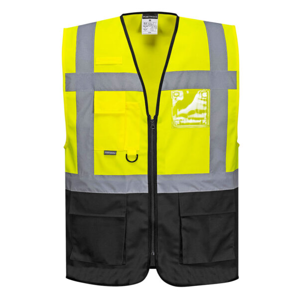 UC476 - Warsaw Hi-Vis Contrast Executive Vest  Yellow/Black