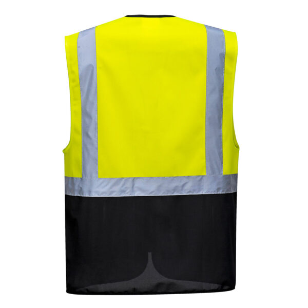 UC476 - Warsaw Hi-Vis Contrast Executive Vest  Yellow/Black - Image 2