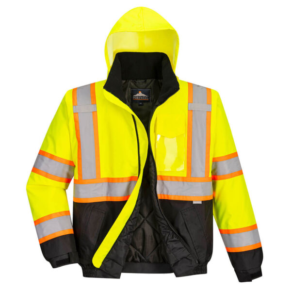 US368 - Hi-Vis Contrast Winter Bomber Jacket  Yellow/Black