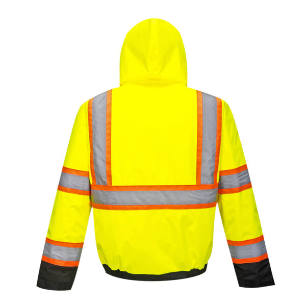 US368 - Hi-Vis Contrast Winter Bomber Jacket  Yellow/Black - Image 2