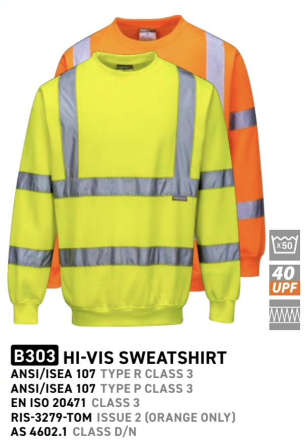 B303 - Hi-Vis Sweatshirt Yellow - Image 3