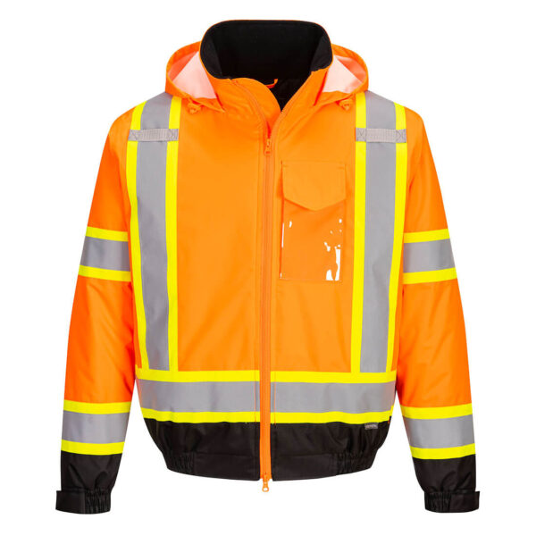 CA160 - Hi-Vis X Back Winter Bomber Jacket Orange/Black