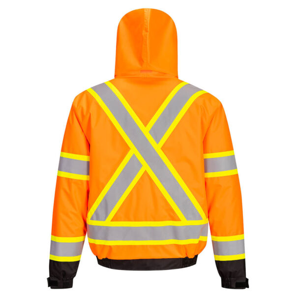 CA160 - Hi-Vis X Back Winter Bomber Jacket Orange/Black - Image 3