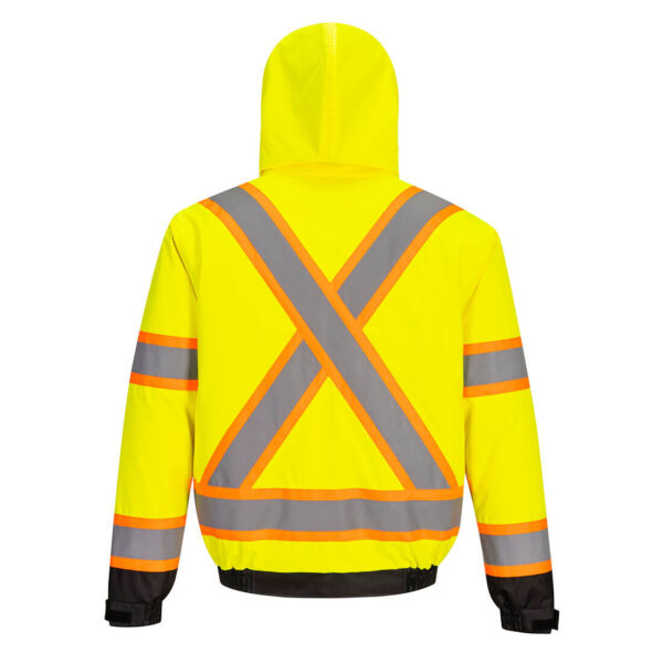 CA160 - Hi-Vis X Back Winter Bomber Jacket Yellow/Black - Image 2