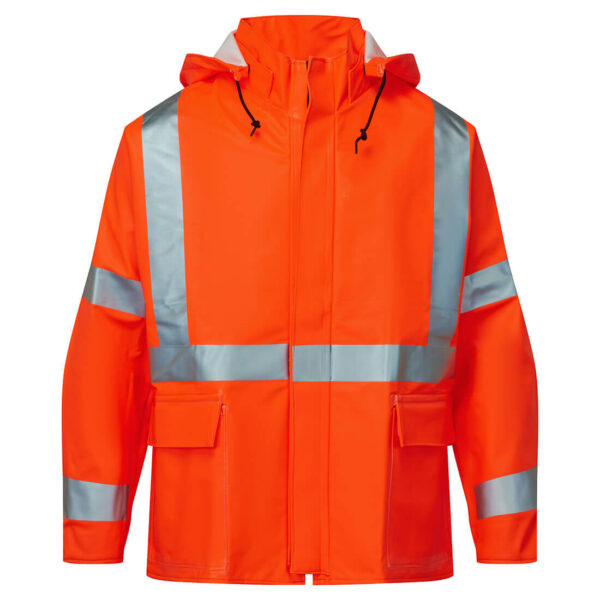 I7215SJ - FLEXARC 10oz Polyurethane FR Cotton Rain Jacket  Orange