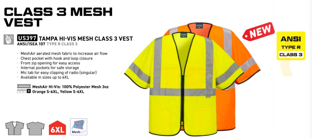 US397 - Hi-Vis Tampa Mesh Class 3 Vest Orange 