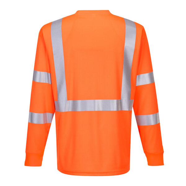 S192 - Hi-Vis Pocket T-Shirt L/S  Orange - Image 2