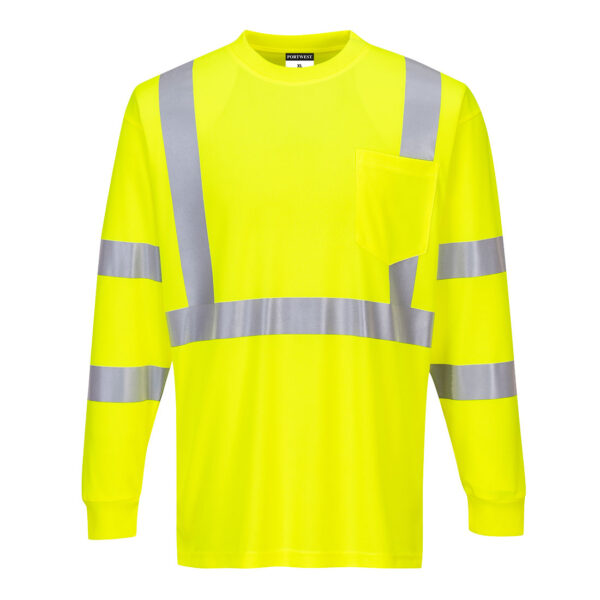 S192 - Hi-Vis Pocket T-Shirt L/S  Yellow