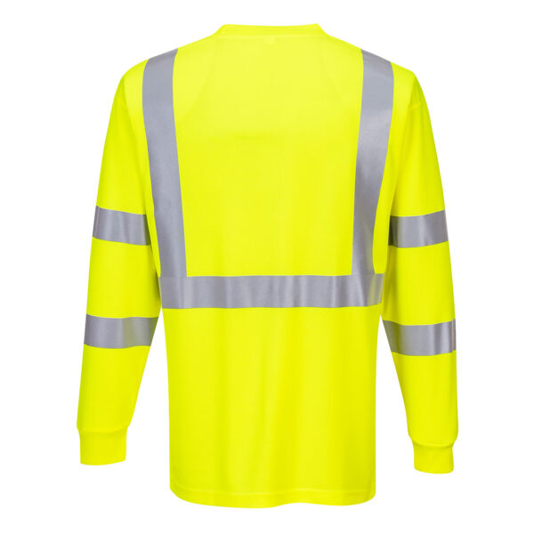 S192 - Hi-Vis Pocket T-Shirt L/S  Yellow - Image 2