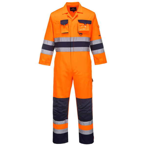 TX55 - Nantes Hi-Vis Contrast Work Coverall  Orange/Navy