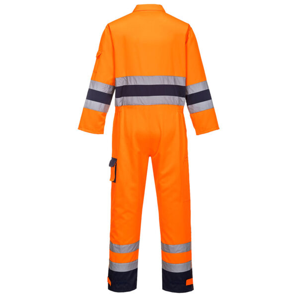 TX55 - Nantes Hi-Vis Contrast Work Coverall  Orange/Navy - Image 2