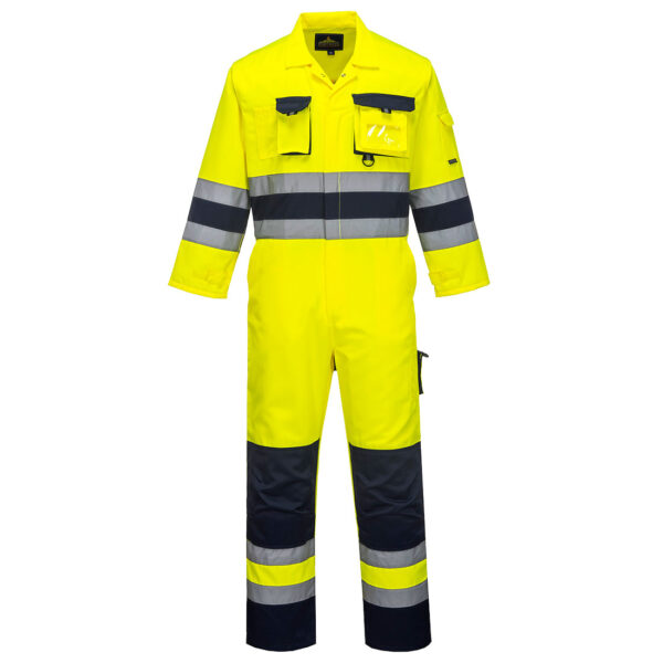 TX55 - Nantes Hi-Vis Contrast Work Coverall Yellow/Navy