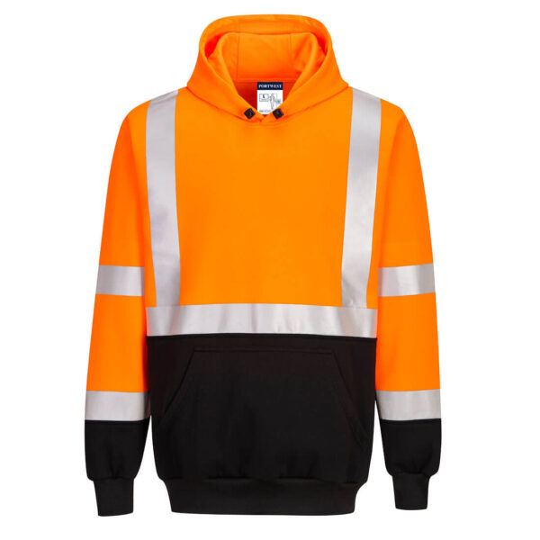 UB324 - Hi-Vis Contrast Hoodie Orange/Black