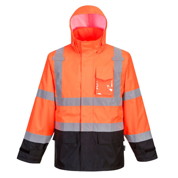 US366 - Hi-Vis Contrast Rain Traffic Jacket  Orange/Black