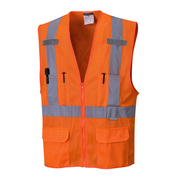 US370 - Atlanta Hi-Vis X Back Executive Vest Orange - Image 2