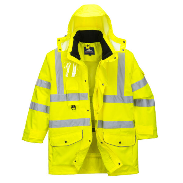 US427- High Visibility Breathable 7-in-1 Traffic Jacket Yellow