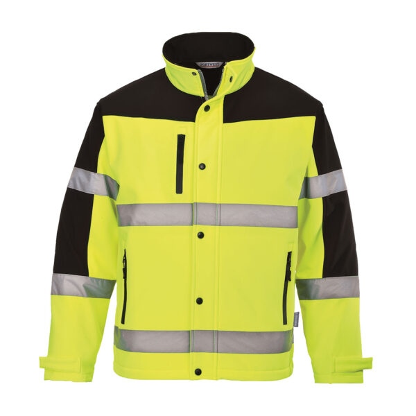 US429 - Hi-Vis Contrast Softshell (3L) Yellow/Black - Image 3