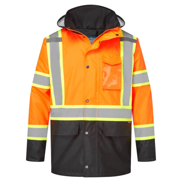 CA369 - Hi-Vis X Back Contrast Winter Traffic Jacket  Orange/Black