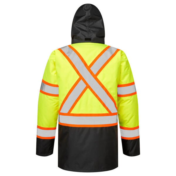 CA369 - Hi-Vis X Back Contrast Winter Traffic Jacket Yellow/Back - Image 2