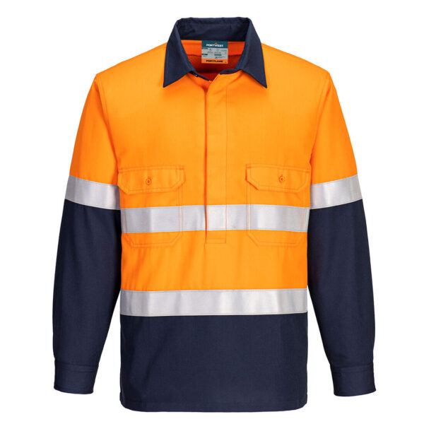 FR713 - Portflame FR Class D/N Two-Tone Vented Shirt  Orange/Navy