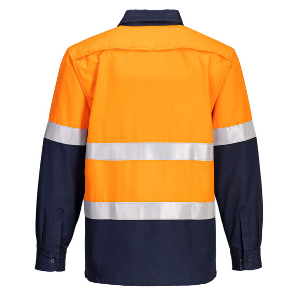 FR713 - Portflame FR Class D/N Two-Tone Vented Shirt  Orange/Navy - Image 2