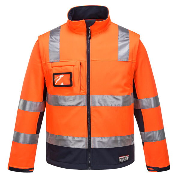 K8074 - Huski Chassis Hi-Vis 2-in-1 Contrast Softshell 3L  Orange/Navy