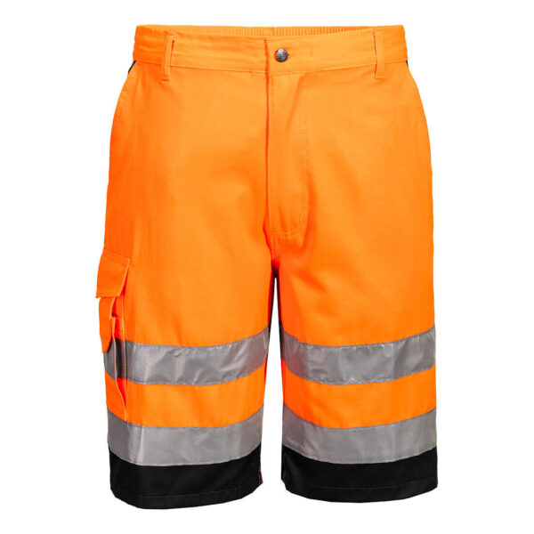 L043 - Lightweight Hi-Vis Shorts  Orange/Black