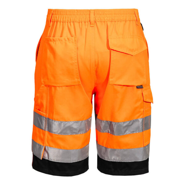 L043 - Lightweight Hi-Vis Shorts  Orange/Black - Image 2