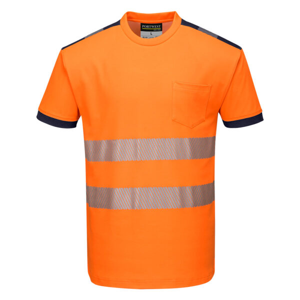 T181 - PW3 Hi-Vis Cotton Comfort T-Shirt S/S  Orange/Navy